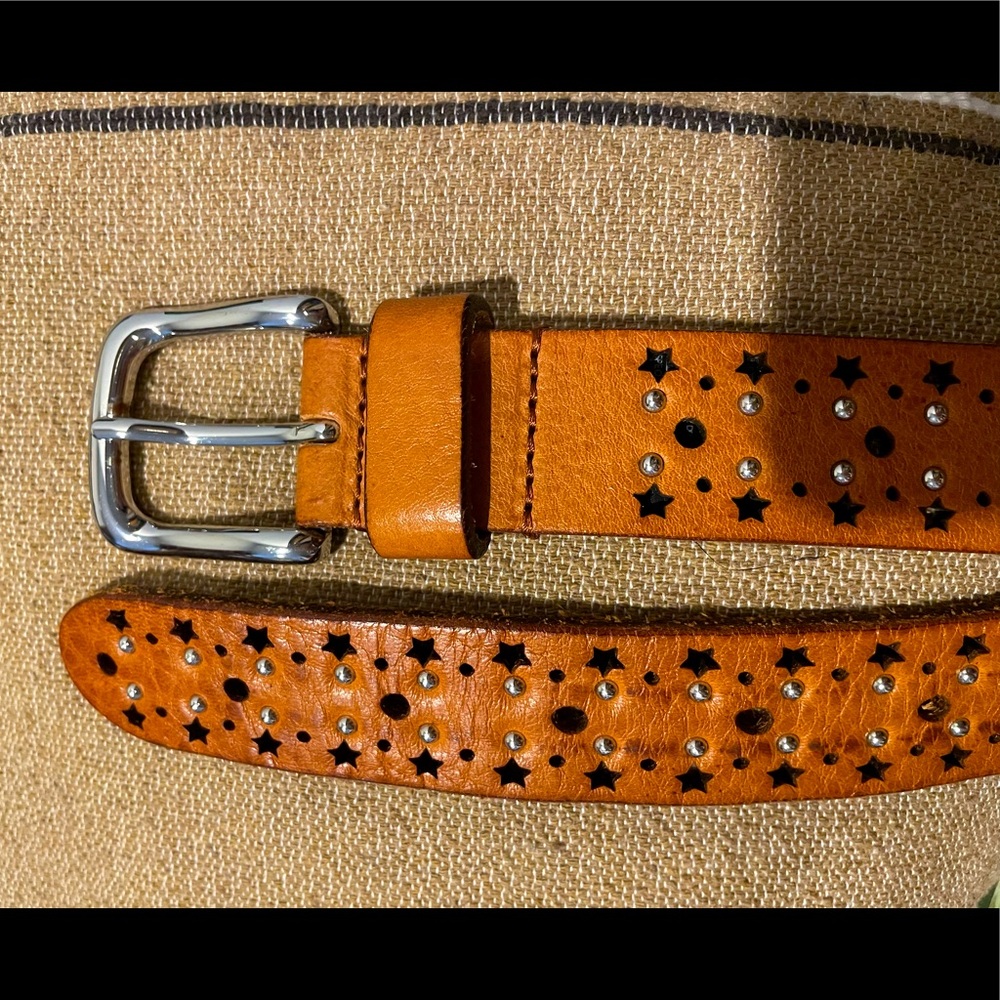 Maje Rhinestone Star Leather Belt Size T1